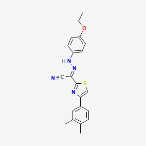 molecular formula C21H20N4OS B2402537 (2E)-4-(3,4-dimethylphenyl)-N-(4-ethoxyanilino)-1,3-thiazole-2-carboximidoyl cyanide CAS No. 477189-54-1