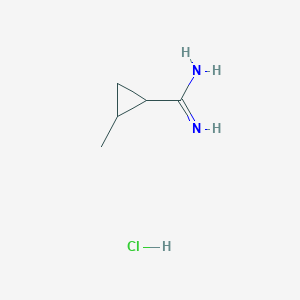 molecular formula C5H11ClN2 B2402538 2-Methylcyclopropane-1-carboximidamide hydrochloride CAS No. 617715-95-4