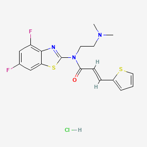 molecular formula C18H18ClF2N3OS2 B2402546 (E)-N-(4,6-二氟苯并[d]噻唑-2-基)-N-(2-(二甲氨基)乙基)-3-(噻吩-2-基)丙烯酰胺盐酸盐 CAS No. 1052529-65-3
