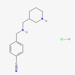 molecular formula C14H20ClN3 B2402555 4-(((Piperidin-3-ylmethyl)amino)methyl)benzonitrile hydrochloride CAS No. 1353984-52-7