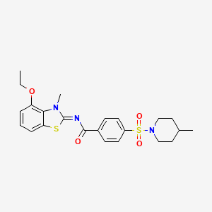 molecular formula C23H27N3O4S2 B2402559 N-(4-ethoxy-3-methyl-1,3-benzothiazol-2-ylidene)-4-(4-methylpiperidin-1-yl)sulfonylbenzamide CAS No. 533868-95-0