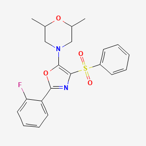 4-(2-(2-Fluorophenyl)-4-(phenylsulfonyl)oxazol-5-yl)-2,6-dimethylmorpholine