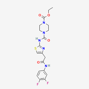 molecular formula C19H21F2N5O4S B2402562 Ethyl 4-((4-(2-((3,4-difluorophenyl)amino)-2-oxoethyl)thiazol-2-yl)carbamoyl)piperazine-1-carboxylate CAS No. 1021220-30-3