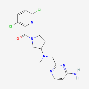 molecular formula C16H18Cl2N6O B2402564 [3-[(4-Aminopyrimidin-2-yl)methyl-methylamino]pyrrolidin-1-yl]-(3,6-dichloropyridin-2-yl)methanone CAS No. 2109278-24-0