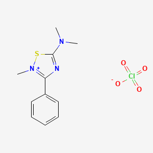 molecular formula C11H14ClN3O4S B2402600 5-(Dimethylamino)-2-methyl-3-phenyl-1,2,4-thiadiazol-2-ium perchlorate CAS No. 311814-73-0