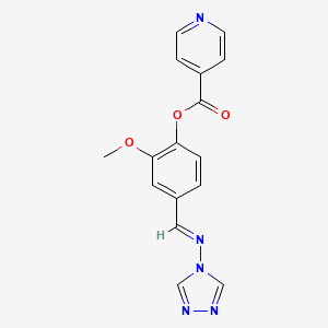 molecular formula C16H13N5O3 B2402603 (E)-4-(((4H-1,2,4-triazol-4-yl)imino)methyl)-2-methoxyphenyl isonicotinate CAS No. 326882-58-0