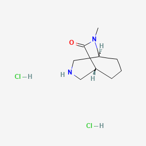 molecular formula C9H18Cl2N2O B2402624 (1S,5R)-9-Methyl-3,9-diazabicyclo[3.3.2]decan-10-one dihydrochloride CAS No. 1820571-96-7