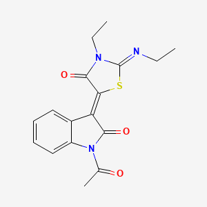 molecular formula C17H17N3O3S B2402633 (2Z,5Z)-5-(1-acetyl-2-oxoindolin-3-ylidene)-3-ethyl-2-(ethylimino)thiazolidin-4-one CAS No. 868142-86-3