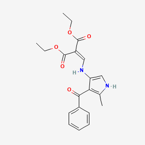 molecular formula C20H22N2O5 B2402636 diethyl 2-{[(4-benzoyl-5-methyl-1H-pyrrol-3-yl)amino]methylene}malonate CAS No. 131169-01-2