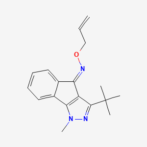 molecular formula C18H21N3O B2402637 (4E)-3-tert-butyl-1-methyl-N-(prop-2-en-1-yloxy)-1H,4H-indeno[1,2-c]pyrazol-4-imine CAS No. 1025256-09-0