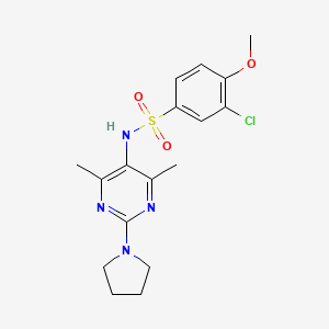 molecular formula C17H21ClN4O3S B2402643 3-chloro-N-(4,6-dimethyl-2-(pyrrolidin-1-yl)pyrimidin-5-yl)-4-methoxybenzenesulfonamide CAS No. 1797328-25-6