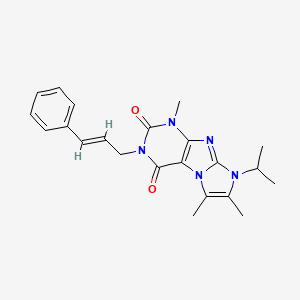 molecular formula C22H25N5O2 B2402648 3-cinnamyl-8-isopropyl-1,6,7-trimethyl-1H-imidazo[2,1-f]purine-2,4(3H,8H)-dione CAS No. 878734-47-5