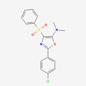 4-(benzenesulfonyl)-2-(4-chlorophenyl)-N,N-dimethyl-1,3-oxazol-5-amine