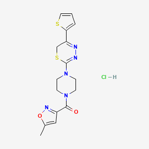 molecular formula C16H18ClN5O2S2 B2402661 (5-甲基异噁唑-3-基)(4-(5-(噻吩-2-基)-6H-1,3,4-噻二唑-2-基)哌嗪-1-基)甲酮盐酸盐 CAS No. 1351618-47-7