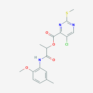 1-[(2-Methoxy-5-methylphenyl)carbamoyl]ethyl 5-chloro-2-(methylsulfanyl)pyrimidine-4-carboxylate