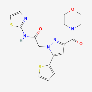 2-(3-(morpholine-4-carbonyl)-5-(thiophen-2-yl)-1H-pyrazol-1-yl)-N-(thiazol-2-yl)acetamide