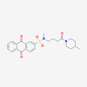 molecular formula C25H28N2O5S B2402669 N-methyl-N-(4-(4-methylpiperidin-1-yl)-4-oxobutyl)-9,10-dioxo-9,10-dihydroanthracene-2-sulfonamide CAS No. 941924-66-9