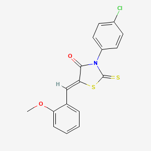 molecular formula C17H12ClNO2S2 B2402672 (Z)-3-(4-chlorophenyl)-5-(2-methoxybenzylidene)-2-thioxothiazolidin-4-one CAS No. 638139-27-2