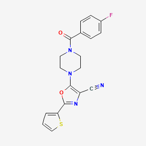 molecular formula C19H15FN4O2S B2402673 5-(4-(4-Fluorobenzoyl)piperazin-1-yl)-2-(thiophen-2-yl)oxazole-4-carbonitrile CAS No. 903858-54-8