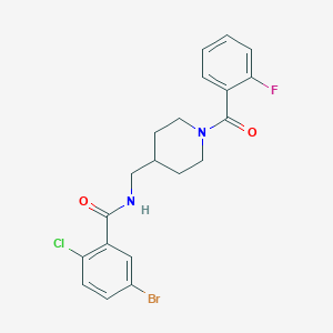 molecular formula C20H19BrClFN2O2 B2402693 5-bromo-2-chloro-N-((1-(2-fluorobenzoyl)piperidin-4-yl)methyl)benzamide CAS No. 1234807-39-6