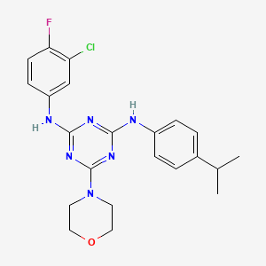 molecular formula C22H24ClFN6O B2402698 N2-(3-氯-4-氟苯基)-N4-(4-异丙基苯基)-6-吗啉-1,3,5-三嗪-2,4-二胺 CAS No. 898648-11-8