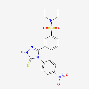 molecular formula C18H19N5O4S2 B2402701 N,N-diethyl-3-[4-(4-nitrophenyl)-5-sulfanylidene-1H-1,2,4-triazol-3-yl]benzenesulfonamide CAS No. 519151-98-5