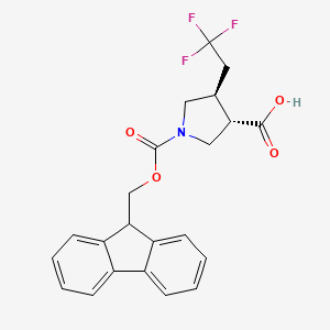 molecular formula C22H20F3NO4 B2402703 (3S,4S)-1-(9H-Fluoren-9-ylmethoxycarbonyl)-4-(2,2,2-trifluoroethyl)pyrrolidine-3-carboxylic acid CAS No. 2287247-08-7