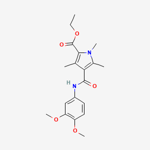 molecular formula C19H24N2O5 B2402709 ethyl 4-((3,4-dimethoxyphenyl)carbamoyl)-1,3,5-trimethyl-1H-pyrrole-2-carboxylate CAS No. 847463-44-9