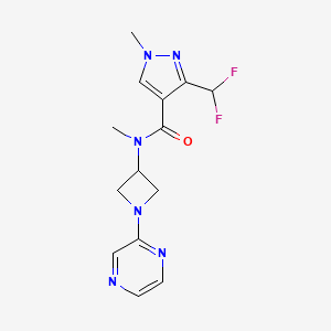molecular formula C14H16F2N6O B2402716 3-(Difluoromethyl)-N,1-dimethyl-N-(1-pyrazin-2-ylazetidin-3-yl)pyrazole-4-carboxamide CAS No. 2380183-39-9