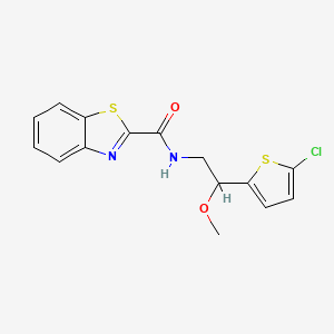 molecular formula C15H13ClN2O2S2 B2402734 N-(2-(5-chlorothiophen-2-yl)-2-methoxyethyl)benzo[d]thiazole-2-carboxamide CAS No. 2034529-25-2