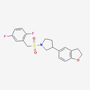 molecular formula C19H19F2NO3S B2402737 1-[(2,5-Difluorophenyl)methanesulfonyl]-3-(2,3-dihydro-1-benzofuran-5-yl)pyrrolidine CAS No. 2097910-25-1