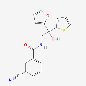 3-cyano-N-(2-(furan-2-yl)-2-hydroxy-2-(thiophen-2-yl)ethyl)benzamide