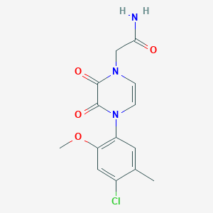 molecular formula C14H14ClN3O4 B2402749 2-[4-(4-Chloro-2-methoxy-5-methylphenyl)-2,3-dioxopyrazin-1-yl]acetamide CAS No. 898429-06-6