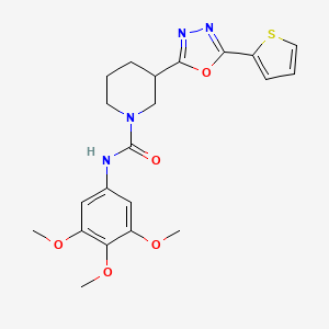 3-(5-(thiophen-2-yl)-1,3,4-oxadiazol-2-yl)-N-(3,4,5-trimethoxyphenyl)piperidine-1-carboxamide