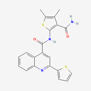 molecular formula C21H17N3O2S2 B2402754 N-(3-carbamoyl-4,5-dimethylthiophen-2-yl)-2-(thiophen-2-yl)quinoline-4-carboxamide CAS No. 420093-75-0