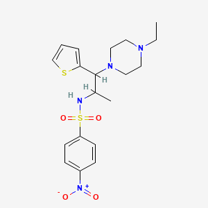 molecular formula C19H26N4O4S2 B2402761 N-(1-(4-ethylpiperazin-1-yl)-1-(thiophen-2-yl)propan-2-yl)-4-nitrobenzenesulfonamide CAS No. 847381-17-3