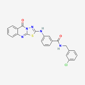 molecular formula C23H16ClN5O2S B2402762 N-(3-chlorobenzyl)-3-((5-oxo-5H-[1,3,4]thiadiazolo[2,3-b]quinazolin-2-yl)amino)benzamide CAS No. 1113107-72-4