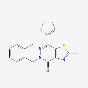 molecular formula C18H15N3OS2 B2402774 2-methyl-5-(2-methylbenzyl)-7-(thiophen-2-yl)thiazolo[4,5-d]pyridazin-4(5H)-one CAS No. 941968-99-6