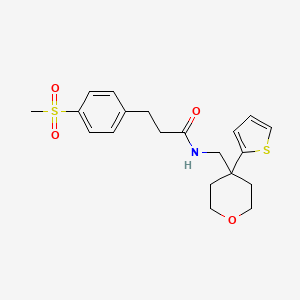 3-(4-(methylsulfonyl)phenyl)-N-((4-(thiophen-2-yl)tetrahydro-2H-pyran-4-yl)methyl)propanamide