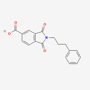 molecular formula C18H15NO4 B2402817 1,3-dioxo-2-(3-phenylpropyl)-2,3-dihydro-1H-isoindole-5-carboxylic acid CAS No. 216681-76-4