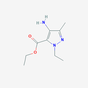 molecular formula C9H15N3O2 B2402818 ethyl 4-amino-1-ethyl-3-methyl-1H-pyrazole-5-carboxylate CAS No. 1498900-55-2