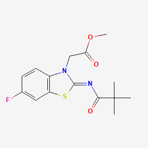 molecular formula C15H17FN2O3S B2402819 （Z）-2-(6-氟-2-（叔丁酰亚胺基）苯并[d]噻唑-3(2H)-基）乙酸甲酯 CAS No. 865198-25-0