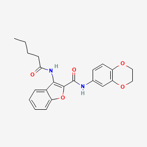 molecular formula C22H22N2O5 B2402828 N-(2,3-dihydrobenzo[b][1,4]dioxin-6-yl)-3-pentanamidobenzofuran-2-carboxamide CAS No. 887224-46-6