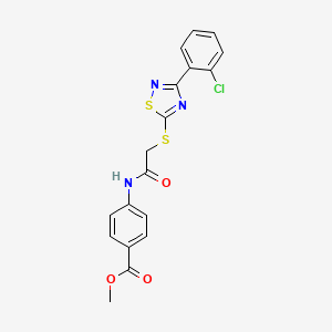 molecular formula C18H14ClN3O3S2 B2402832 Methyl 4-(2-((3-(2-chlorophenyl)-1,2,4-thiadiazol-5-yl)thio)acetamido)benzoate CAS No. 864919-41-5