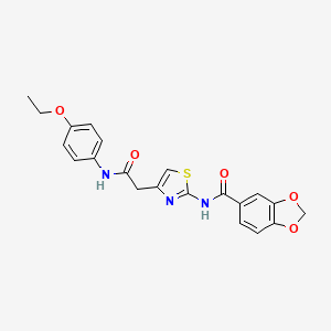 molecular formula C21H19N3O5S B2402834 N-(4-(2-((4-乙氧苯基)氨基)-2-氧代乙基)噻唑-2-基)苯并[d][1,3]二氧杂环-5-甲酰胺 CAS No. 941947-65-5