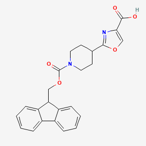 molecular formula C24H22N2O5 B2402846 2-[1-(9H-Fluoren-9-ylmethoxycarbonyl)piperidin-4-yl]-1,3-oxazole-4-carboxylic acid CAS No. 2260930-99-0