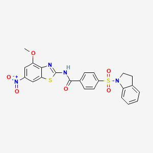 molecular formula C23H18N4O6S2 B2402850 4-(indolin-1-ylsulfonyl)-N-(4-methoxy-6-nitrobenzo[d]thiazol-2-yl)benzamide CAS No. 361170-51-6