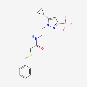 2-(benzylthio)-N-(2-(5-cyclopropyl-3-(trifluoromethyl)-1H-pyrazol-1-yl)ethyl)acetamide