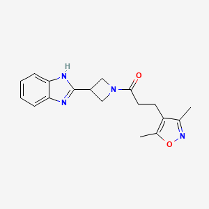 molecular formula C18H20N4O2 B2402887 1-(3-(1H-benzo[d]imidazol-2-yl)azetidin-1-yl)-3-(3,5-dimethylisoxazol-4-yl)propan-1-one CAS No. 1334372-45-0