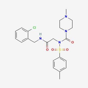 molecular formula C22H27ClN4O4S B2402891 N-(2-((2-chlorobenzyl)amino)-2-oxoethyl)-4-methyl-N-tosylpiperazine-1-carboxamide CAS No. 887196-95-4